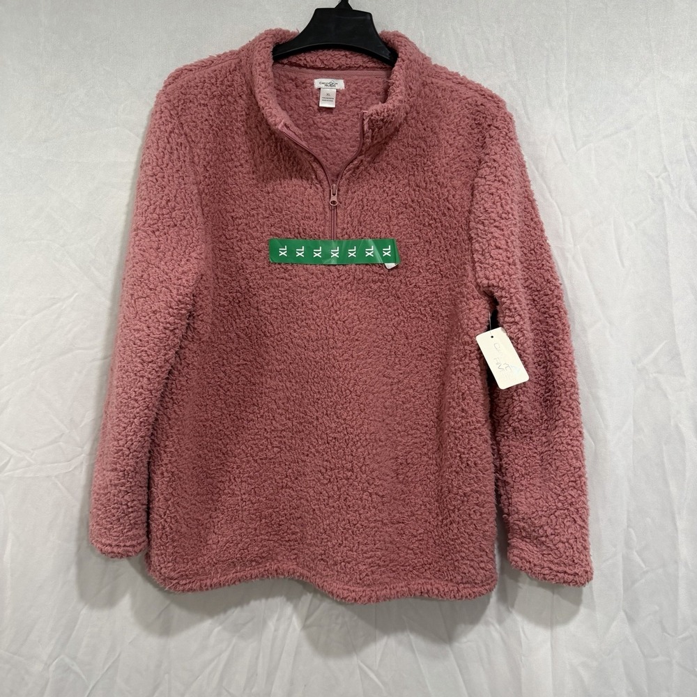 Canyon River XL Pink Sherpa Fleece Quarter Zip Pullover Sweater Women's Comfort